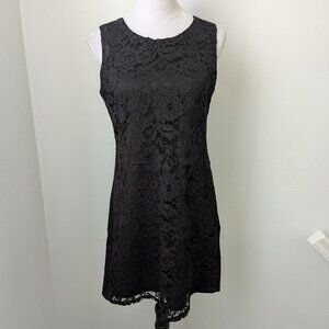 Jude Connally Black Sleeveless Lace Overlay Dress, Medium